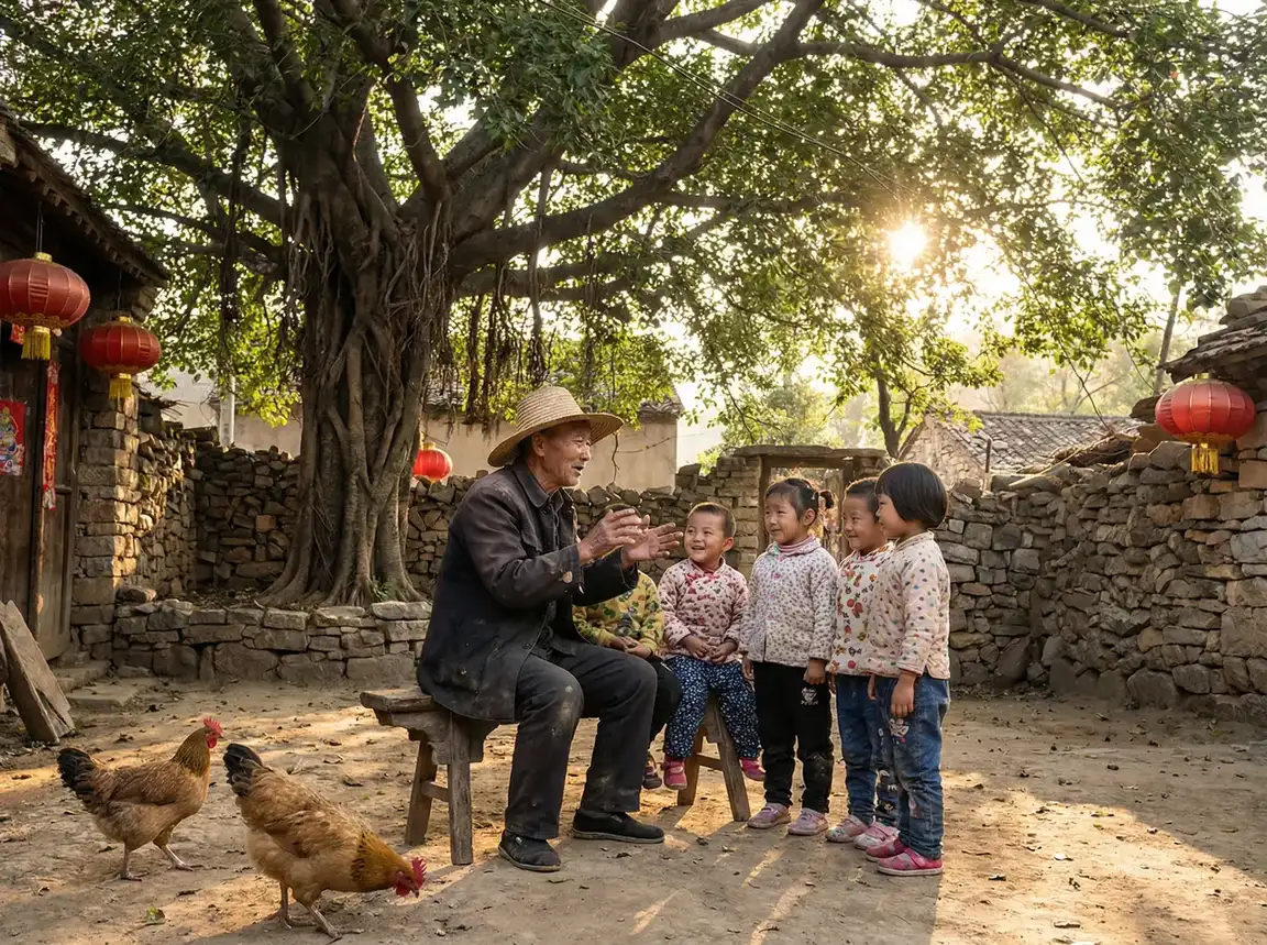 老人在大榕树下给孩子们讲故事 - 成长在线视频免费观看 乡村记忆